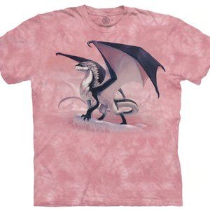 Dragon Frostborn Bold Magical Wings Fantasy Cotton Pink Mountain T-Shirt S-3X